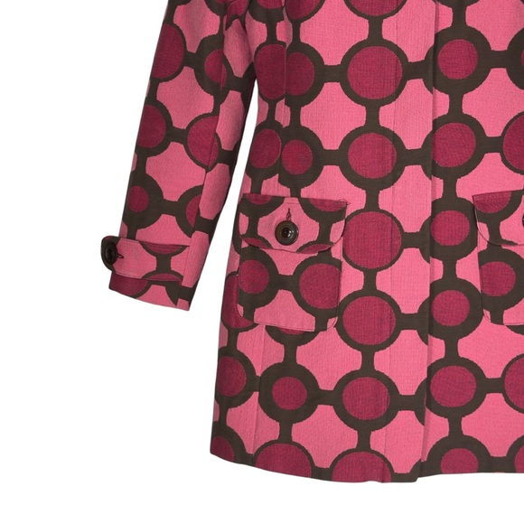 Vintage Bentley A. Retro Mod Pink Geometric Polka Dot Button Up Coat Small - Picture 7 of 16